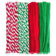 Red with White Christmas Striped Chenille Stem Art Craft Pipe Cleaners